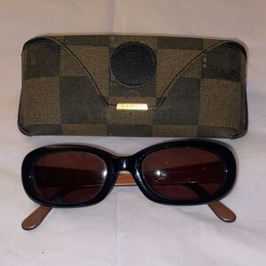 Fendi Black Frame Sunglasses with Brown Lenses and carrying case